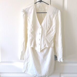 Vintage Wedding Bridal Lace Back Suit Size XS
